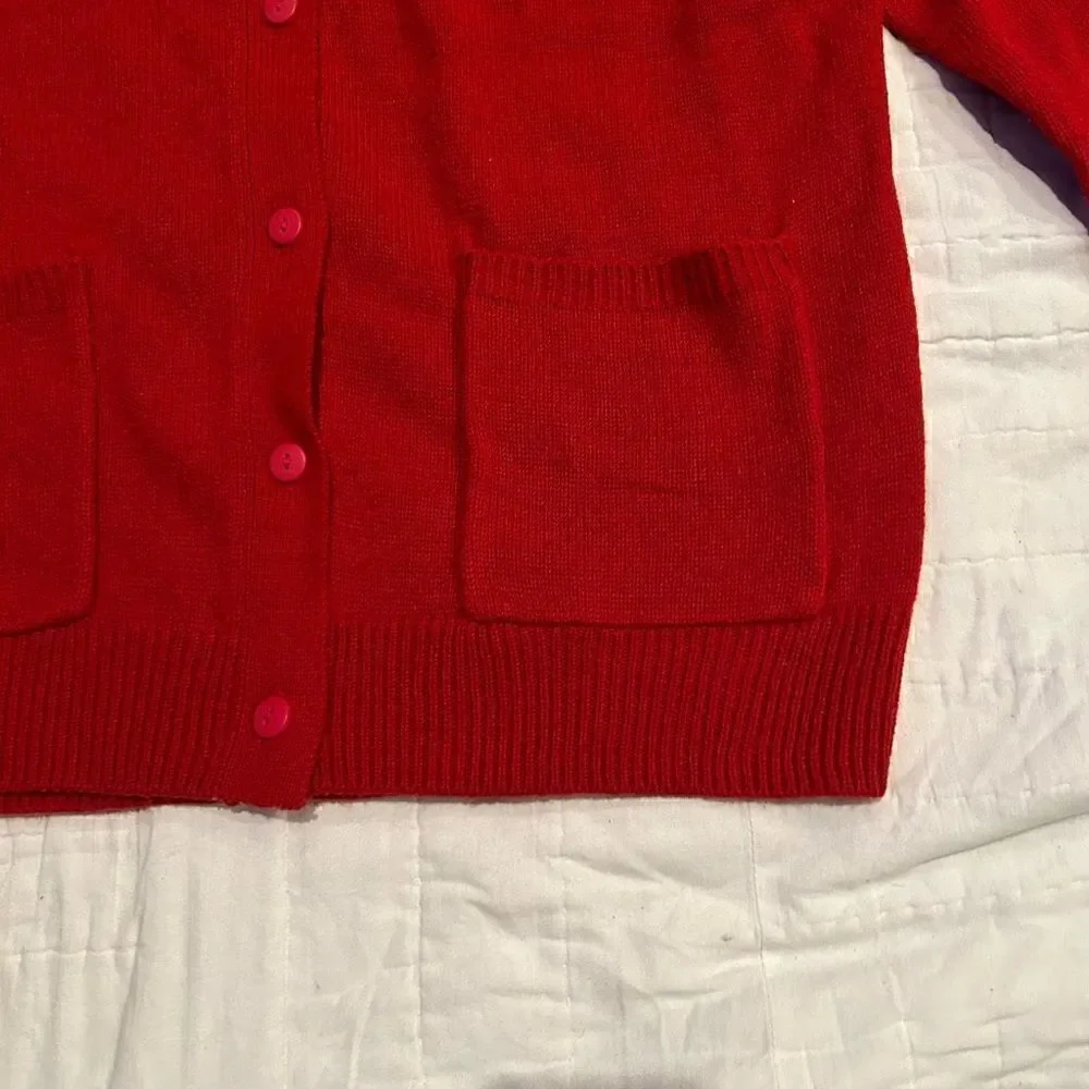 Damart Classic Cardigan in deep red excellent pre owned condition $50 Msrp Large